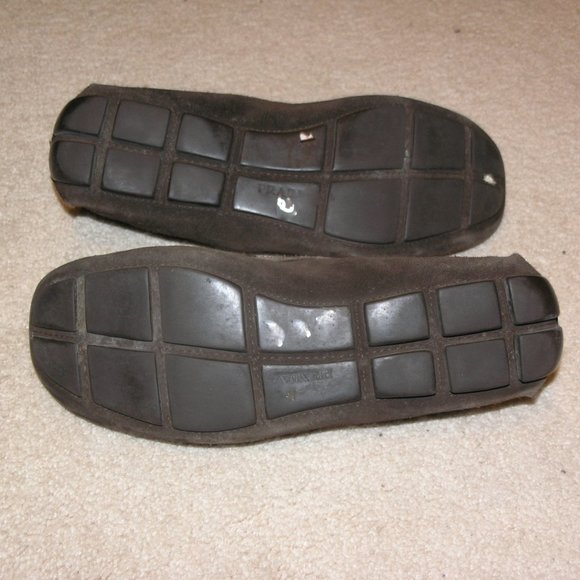 Prada 1102 Brown Suede Leather Driver Loafers 10.5 - Picture 6 of 10